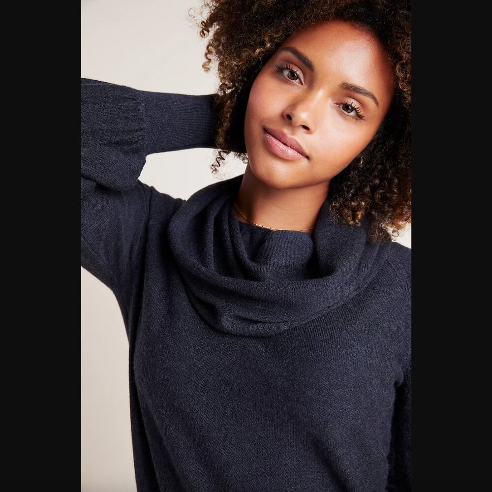 Anthropologie Jolene Wool Cowl Neck Sweater - XS, charcoal